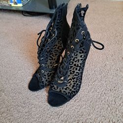 Leopard Print Black Heels