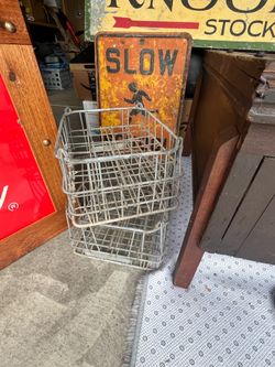 Antique Metal Milk Crates