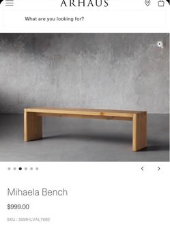 ARHAUS MIHAELA DINING BENCH: MINT Bench 56' $495
