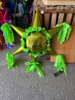 Plain lime green star bola piñata