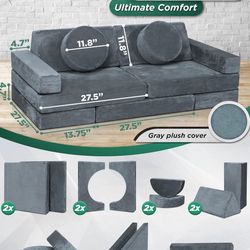 14pcs Kids Play Couch / soft play (STONE GRAY)