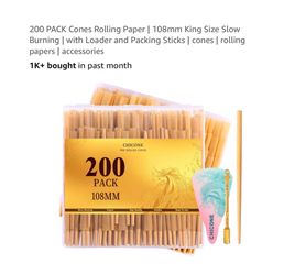 Brand new 200 PACK Cones Rolling Paper