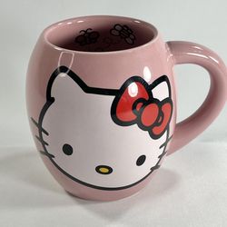 Hello Kitty Pink Oval Ceramic Mug 18 oz Vandor Double Sided 2011 Sanrio Kawaii