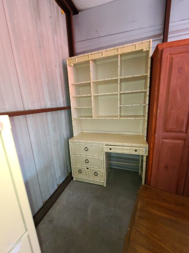 Beige Desk And Hutch 