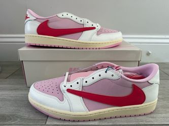 Men's Travis Scott x Air Jordan 1 Retro Low OG SP Tropical Pink IQ7604-101 Sail Tropical Pink Shy Pink Muslin Size 12 Shoes New w/ Box