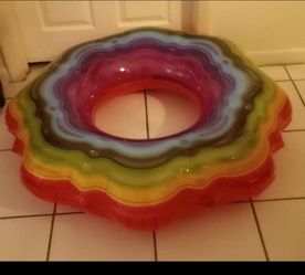 large adult sized rainbow colored pool tube float $5 FIRM