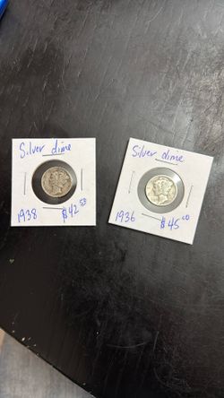 Two silver Authentic Dimes 1936 And 1938