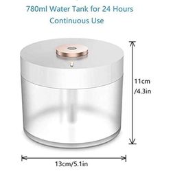 Mini Humidifier, 780ml Cool Mist Humidifier Wireless with Night Light for Baby, Bedroom and Office, 2 Mist Modes, 25dB Whisper Quiet, Auto Power Off