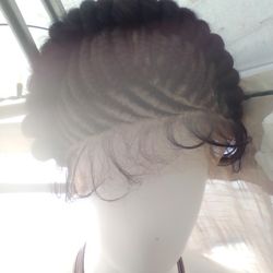 Premium Hand-Braided Lace Front Wig – Human Hair – Natural Hairline