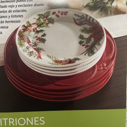 Platos Grandes Ruby4 Y4 Platos Medianos Navideños Princess House 