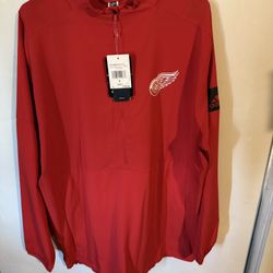 NHL Adidas 1/2 Zip Detroit Red Wings Game Mode Official Merch Light Jacket large