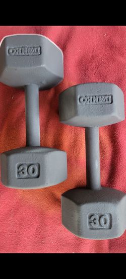 SETS OF 30LB  HEXHEAD DUMBBELLS TOTAL 60LBs
11525 S HALSTED/7111.S WESTERN 
55$  CASH ONLY AS IS