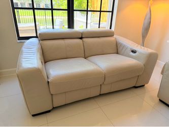 El Dorado Genuine Leather Reclining Loveseat – Beige