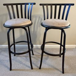 Bar Stools – Set of 2 (Black Metal with Cushioned Seats)