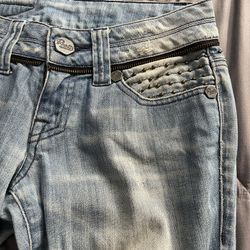 Pratts Studded Moto Jeans – Light Wash, 98% cotton Size S