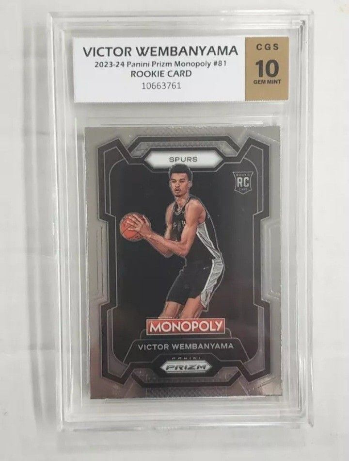 Very Nice Victor Wembanyama 2023-24 Panini Prizm Monopoly Rookie Card #81 CGS 10