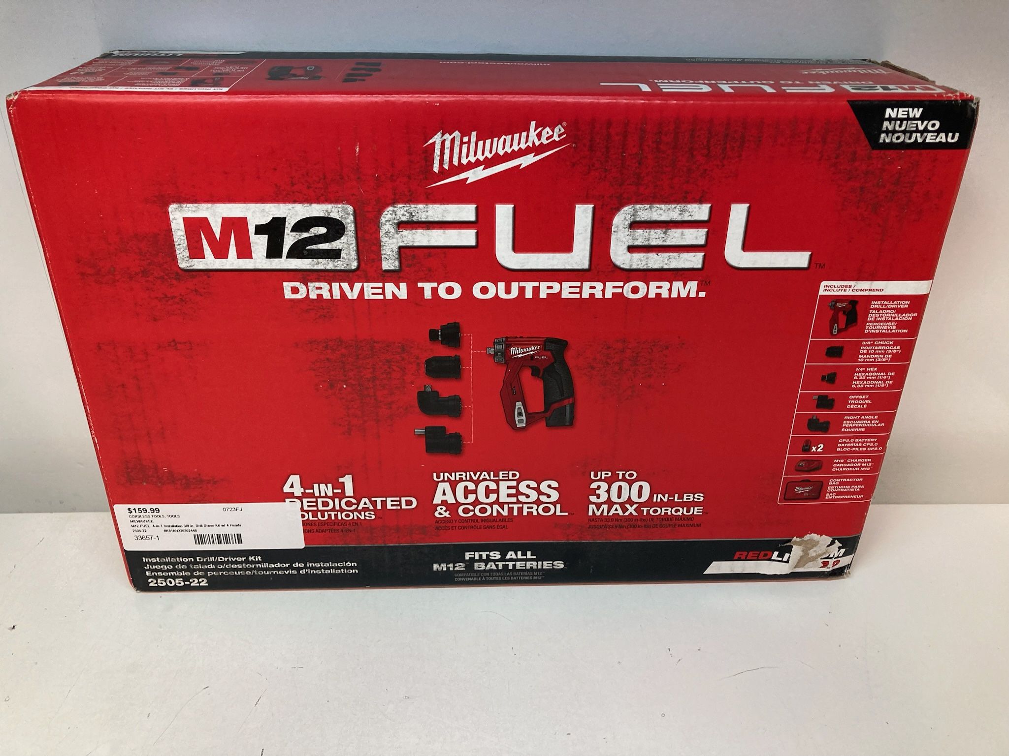 MILWAUKEE 2505-22 M12 FUEL 4-in-1 Installation 3/8” Drill Driver Kit with 4 Heads