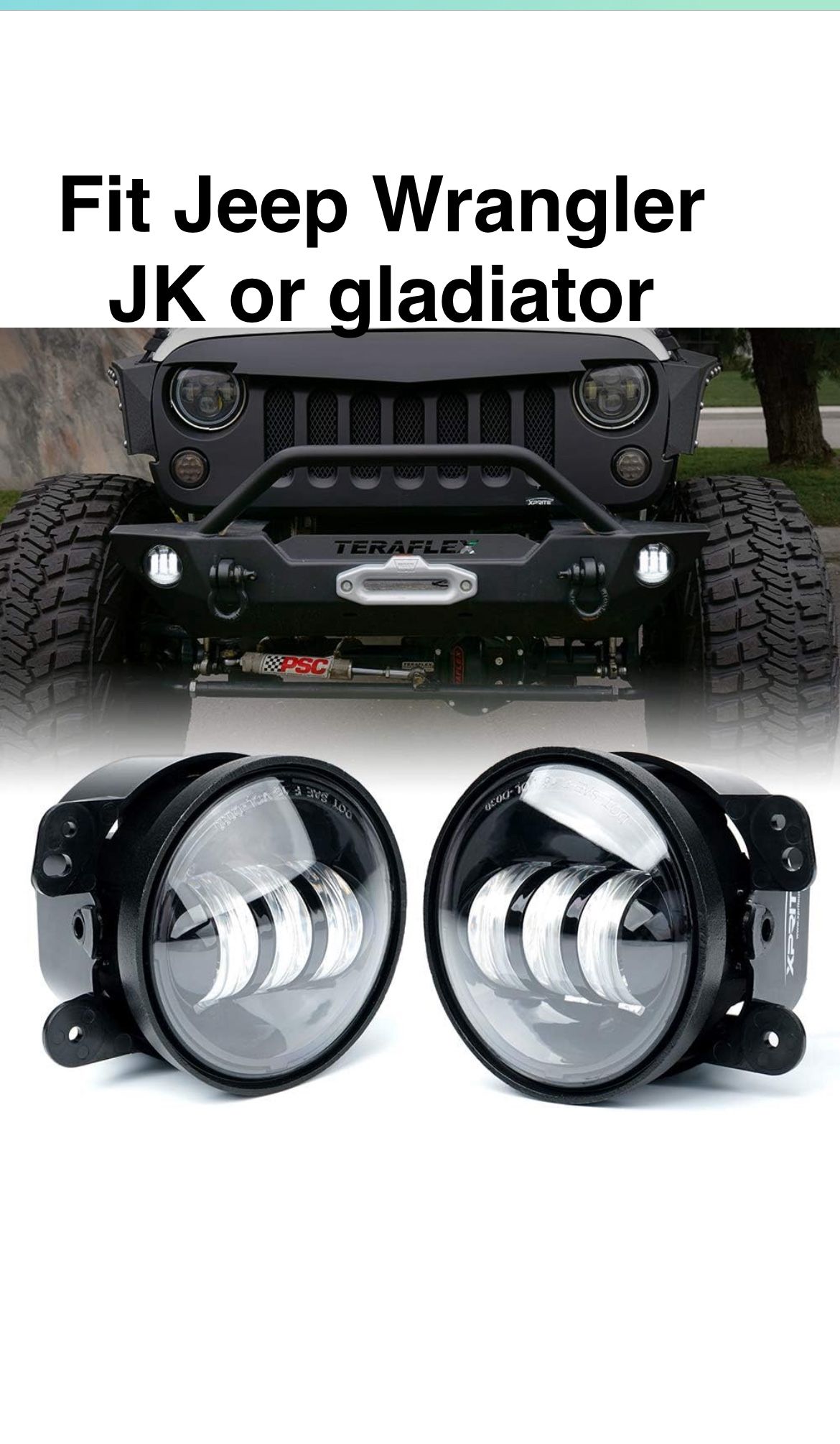 Pair Of 4” Inch Led Fog Lights Black 6000k
