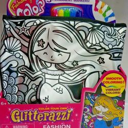 Glitterazzi Fashions You Color Mermaid Hipster Bag with 5 Markers