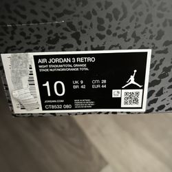 Jordan 3 Retro Night Stadium/ Total Orange 