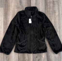 New Kids Large (10-12) Black Plush Full Zip Jacket