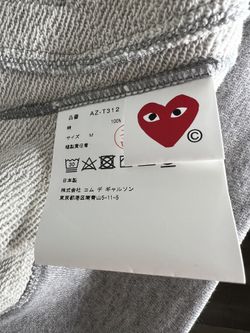 Comme des Garcons Play Red Heart Hoodie Grey