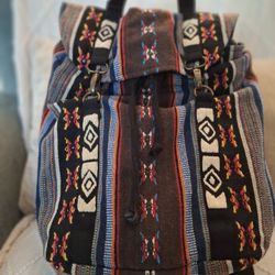 🌵WORLD MARKET Boho Aztec  Canvas Backpack Tribal EMBROIDERED Festival‎ Travel Bag🌵