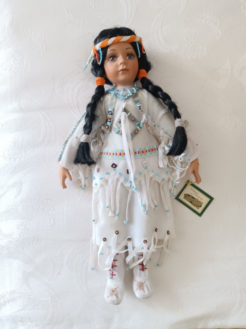 Collections Etc. Porcelain Native Indian Girl. Dressed