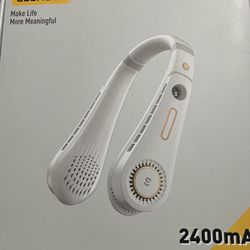 BRAND NEW IN BOX Bladeless Neck Fan - 2400mAh Rechargeable Portable Fan - Low Noise 5 Speed Personal Fan - Foldable Wearable Fan - White 