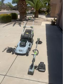 Electric lawnmower and weed trimmer