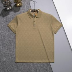 LV Brown Concave Convex Letters Polo Shirt