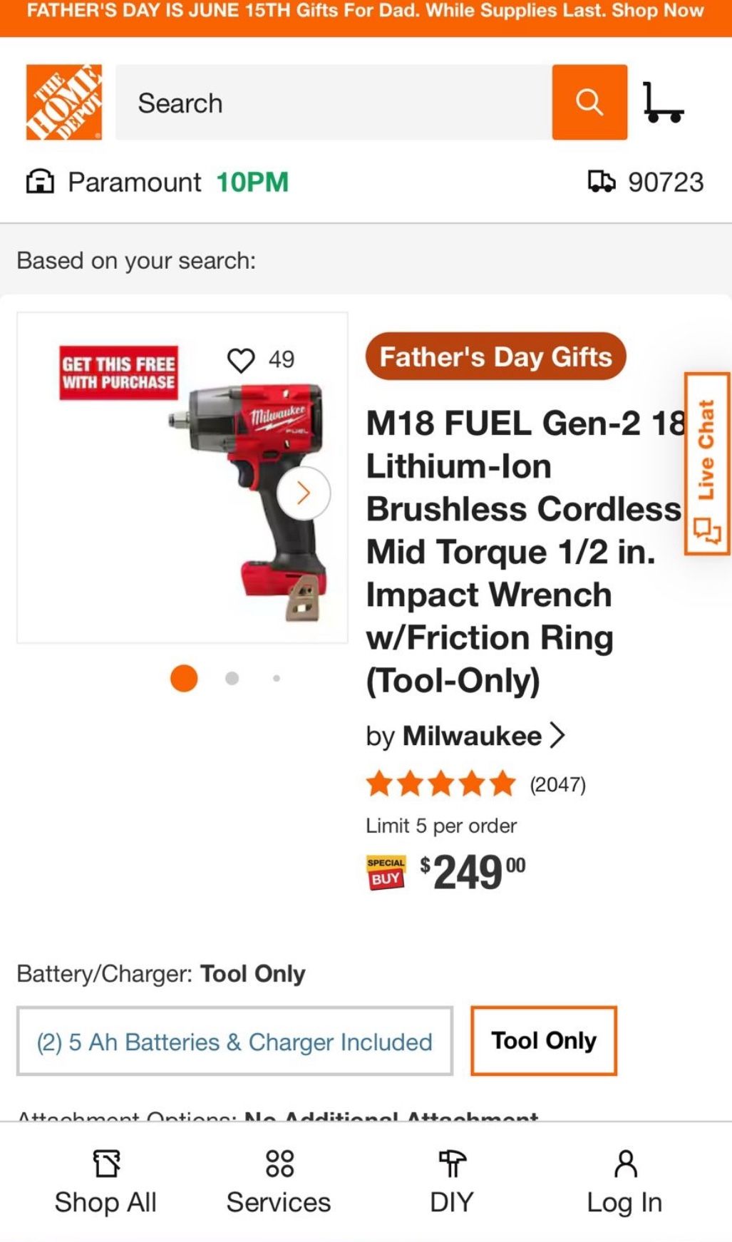 Milwaukee M81 Cordless Impact 1/2”