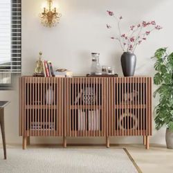 Modern Solid Wood Storage Cabinet with Open Shelves, Large Capacity Organizer for Living Room or Bedroom - wooden