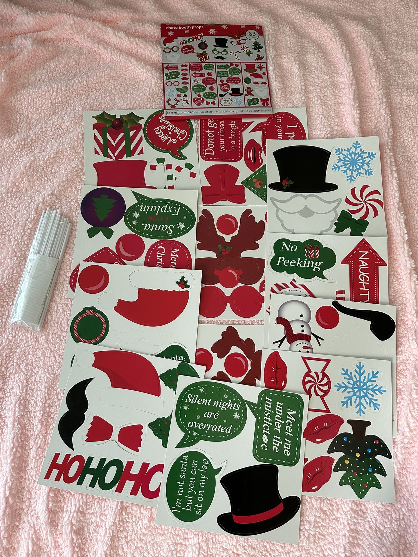Christmas Photo Booth Props Kit 63pcs