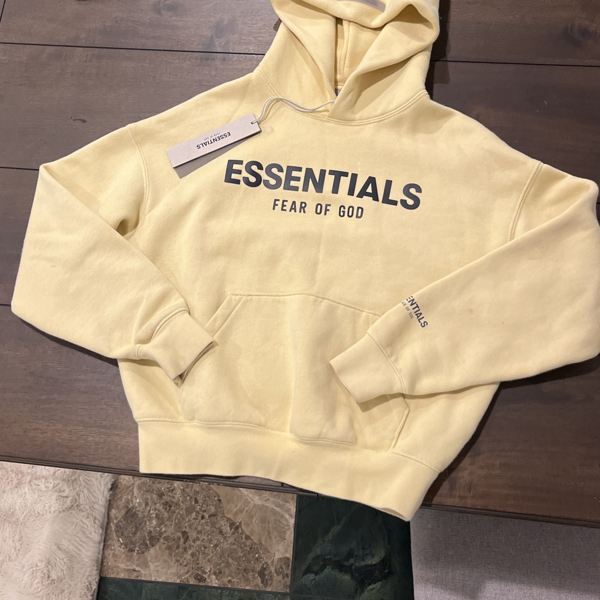 Yellow Essential Fear Of God Hoodie. Kids M