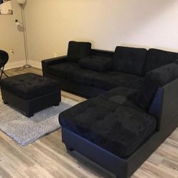 New/ Black Reversible Storage Ottoman With Sectional,seccional,couch/ Delivery Available/Mattress Sold Separately 