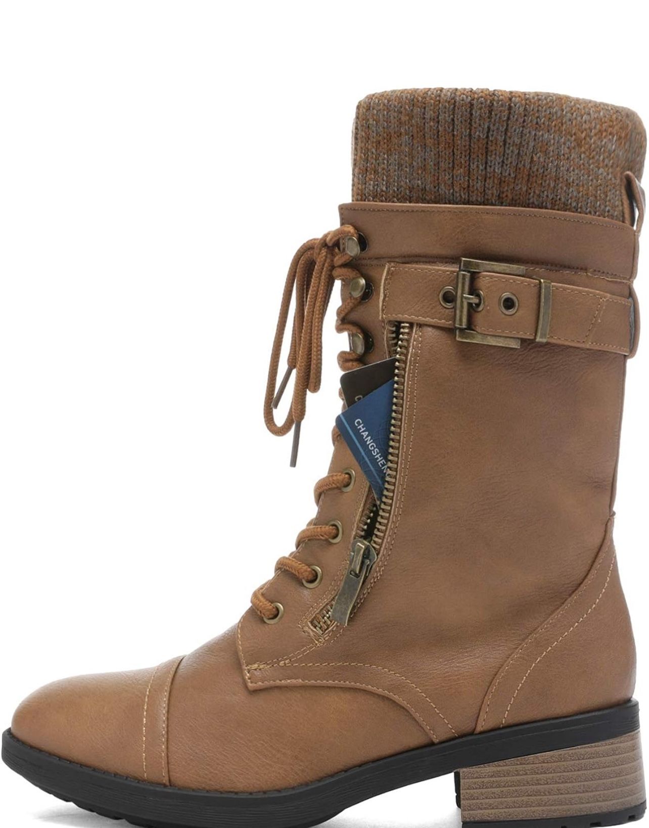 NEW Women's Winter Lace up Mid Calf Combat Riding Military Boots ( Size 6)