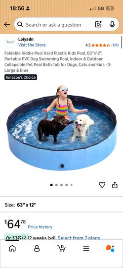 Foldable Kiddie Pool Hard Plastic Kids Pool, 63''x12'', Portable PVC Dog Swimming Pool, Indoor & Outdoor Collapsible Pet Pool Bath Tub for Dogs, Cats