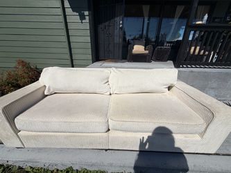 Cream Corduroy Two-Piece Sectional Sofa