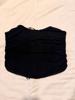 Black Ruched Bandeau Crop Top