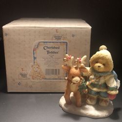 Enesco 1994 Cherished Teddies Nils "Near and Deer for Christmas"  #617245