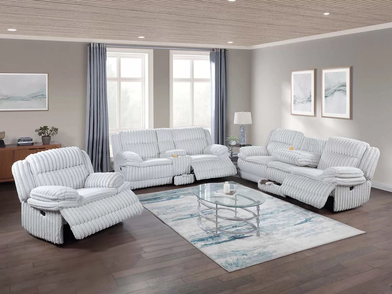 LIGHT GREY 3 PC RECLINER SET. FINANCING AVAILABLE