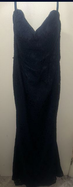 Morilee by Madeline Gardner Size 4 Navy Lace Gown Maxi Dress Style 