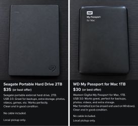 2 External Hard Drives (buy one or both)