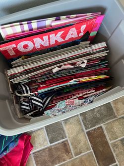 Storage Tote Full of Gift Bags & Tissue Paper