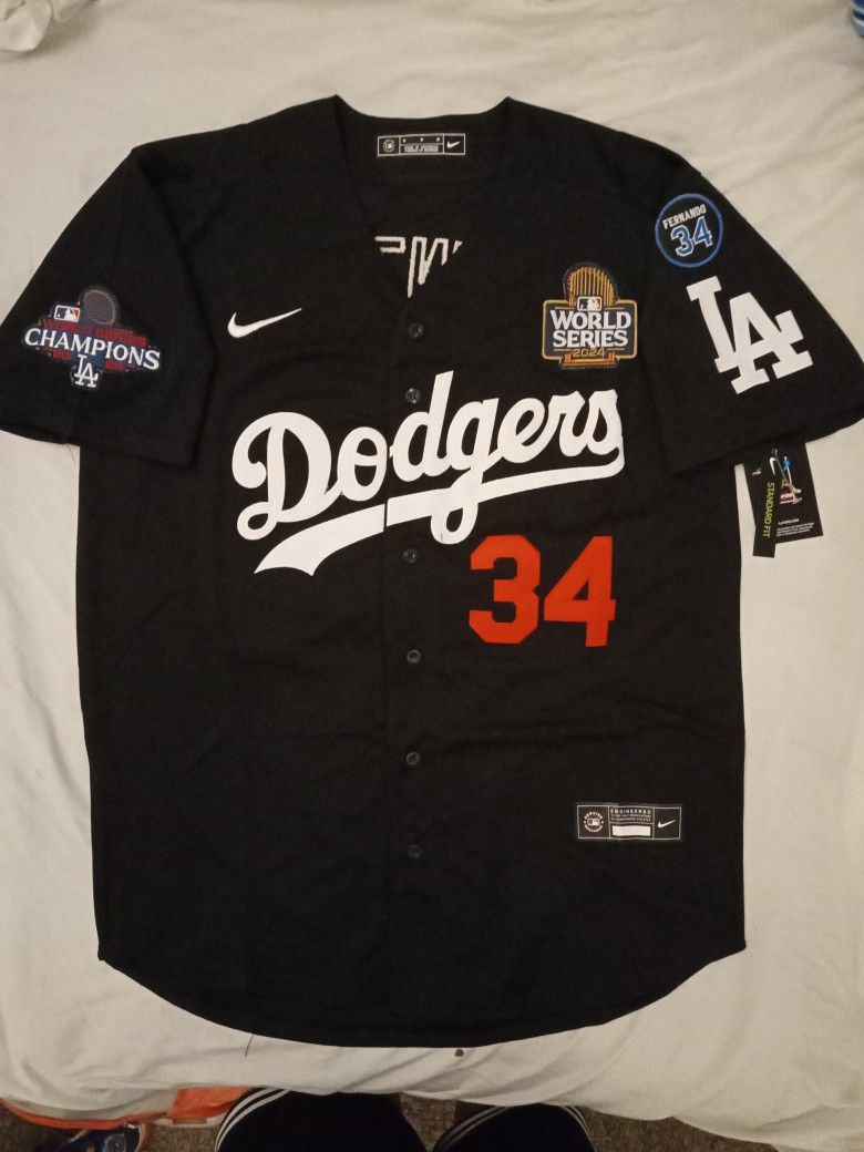 Fernando Valenzuela Dodgers Black World Series Jersey