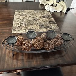 Metal Table Top Candelabra with Straw Balls