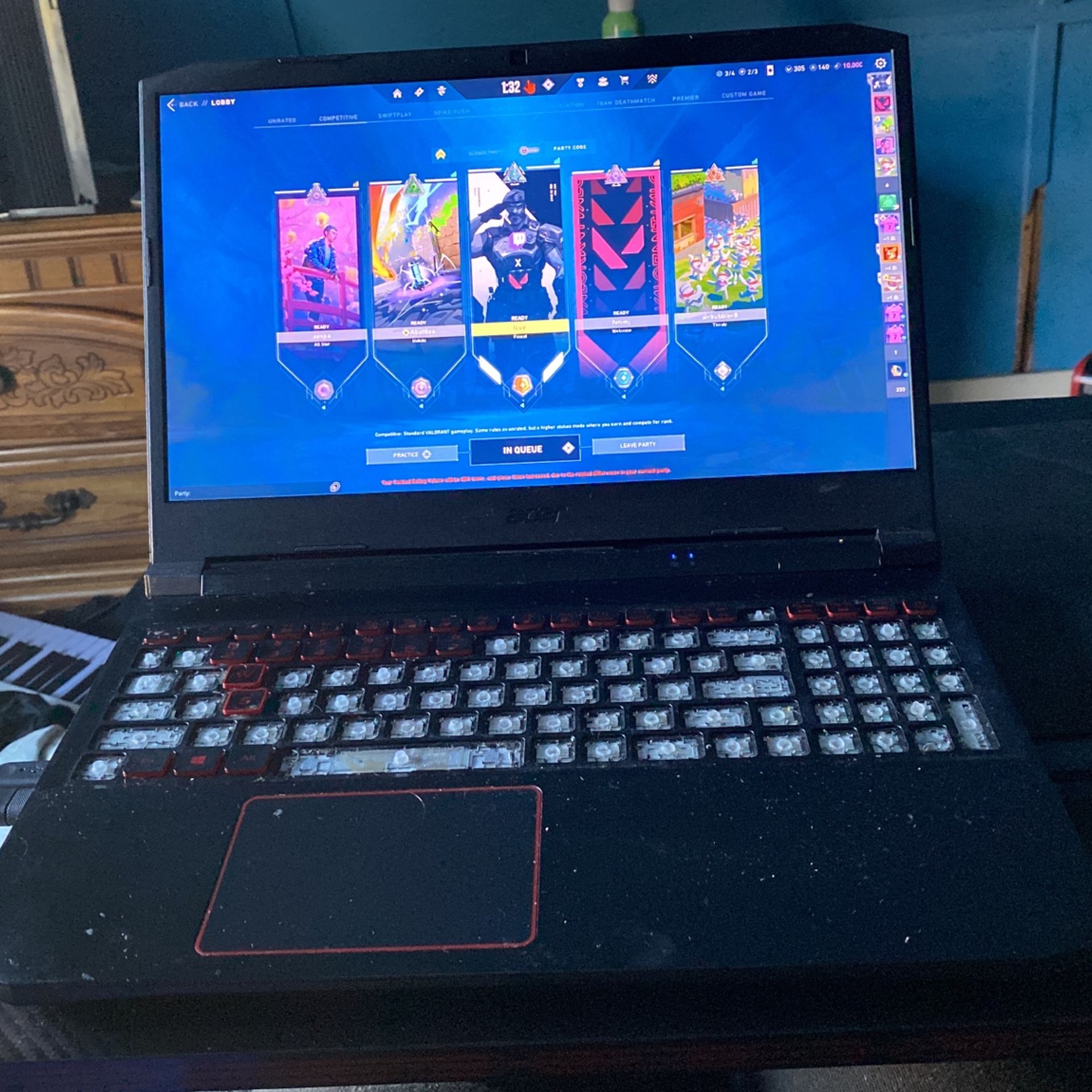 GTX 1650 laptop, Acer Nitro 5, 32GB RAM, 1.25TB total storage.