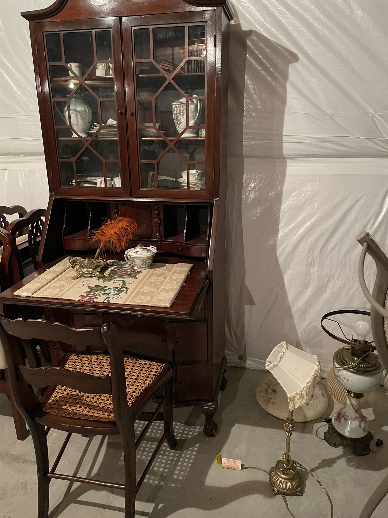 Solid Mahogany secretary with matching chair 