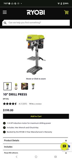 Ryobi 10" drill press